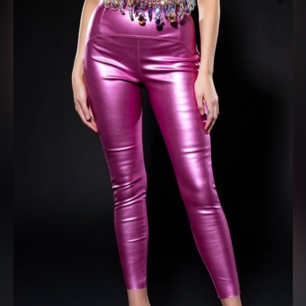 Pink Metallic Leggings